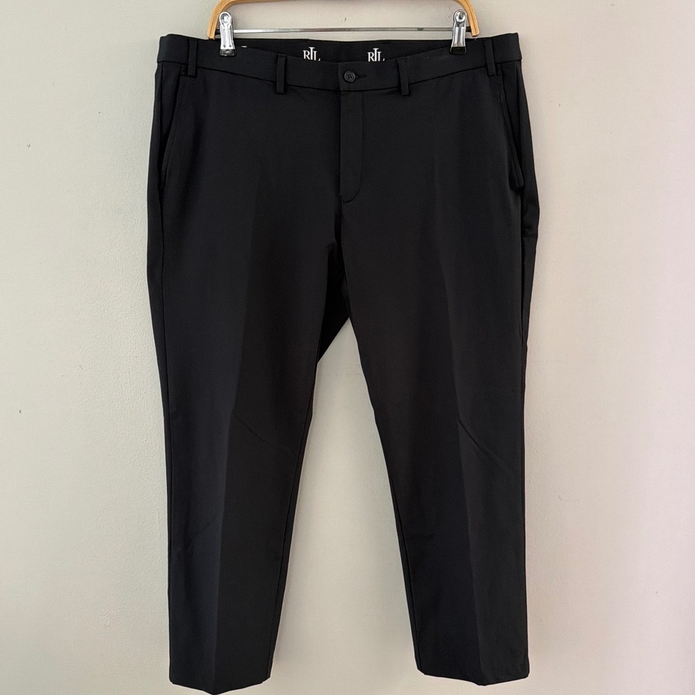 Lauren Ralph Lauren Men Black Tech Chino Pants 40Wx28L Stretch Tailored Trousers